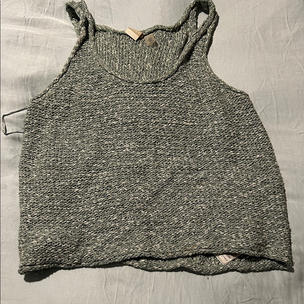 Green Knit Women's Tank Top